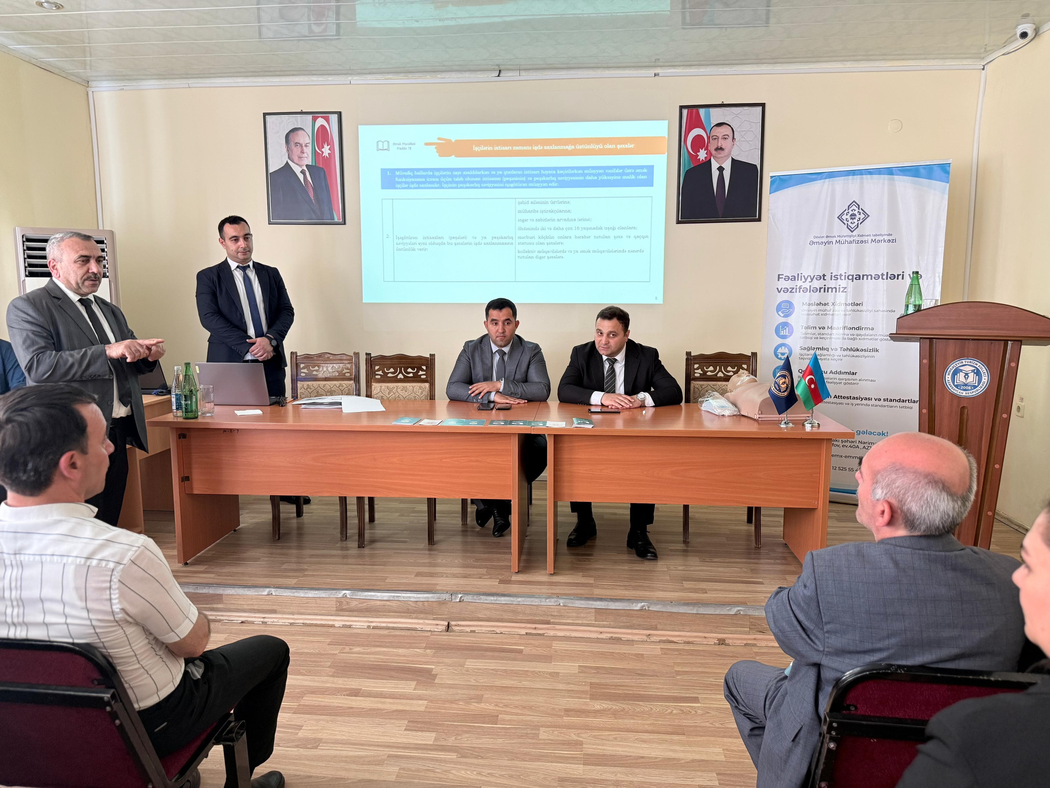 Mingəçevir Turizm Kollecində Azərbaycan Respublikasının Əmək və Əhalinin Sosial Müdafiəsi Nazirliyi yanında Dövlət Əmək Müfəttişliyi Xidmətinin Mərkəzi Aran Regional Şöbəsinin əməkdaşlarının iştirakı ilə kollecin əməkdaşları üçün maarifləndirici tədbir keçirilib